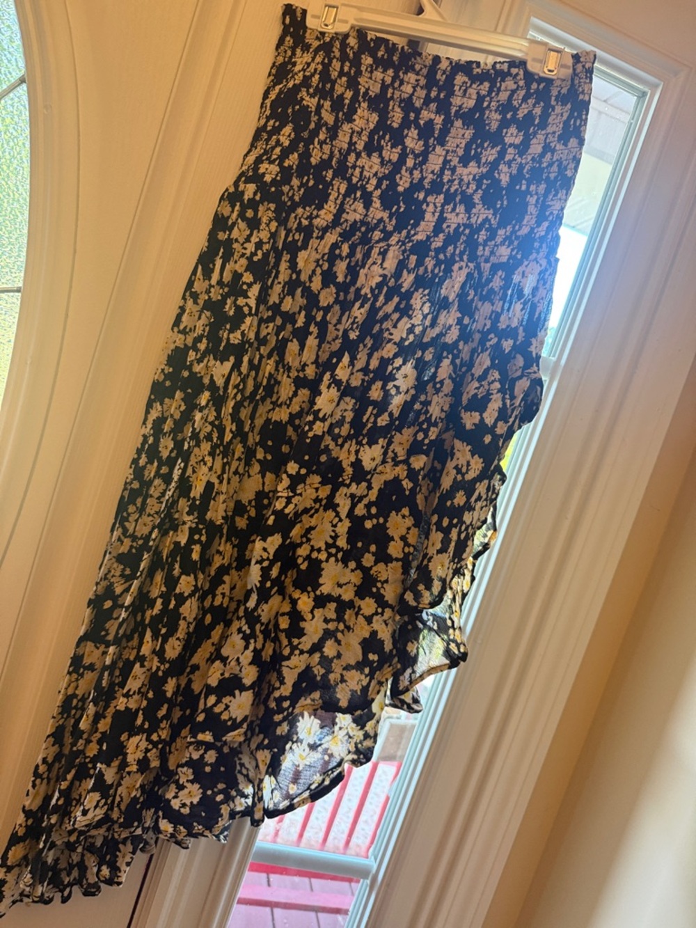 Floral Ruffle Black Midi Skirt - Picture 4 of 6